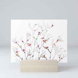 Birch Trees and Cardinal 2  Mini Art Print