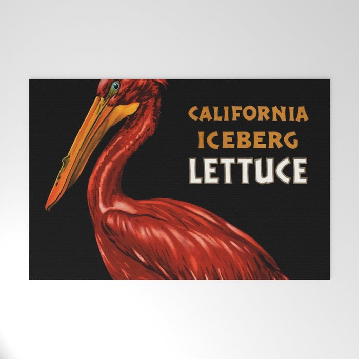 King Pelican red brand California Iceberg Lettuce vintage label advertising poster / posters Welcome Mat