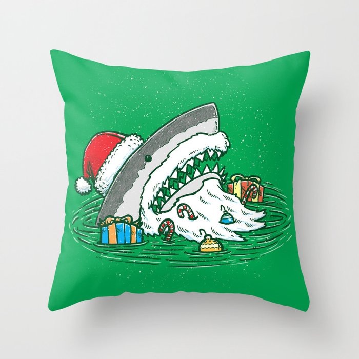 The Santa Shark Throw Pillow