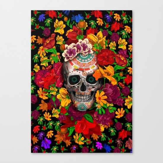 Day of the dead sugar skull flower iPhone 4 4s 5 5c 6, ipod, ipad, pillow case Canvas Print