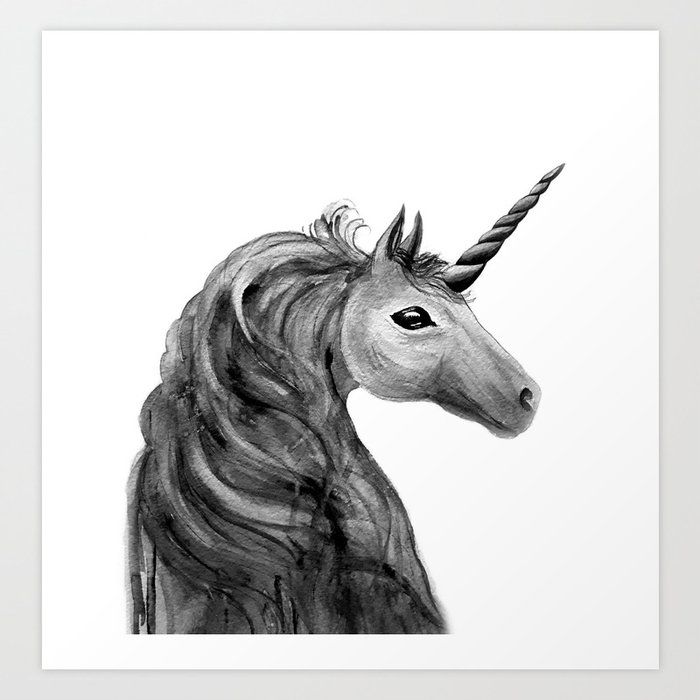 Unicorn Black And White Art Print By Lubaost Society6