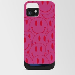 All Smiles -Large Pink and Red Smiley Face Mania - Preppy Aesthetic iPhone Card Case