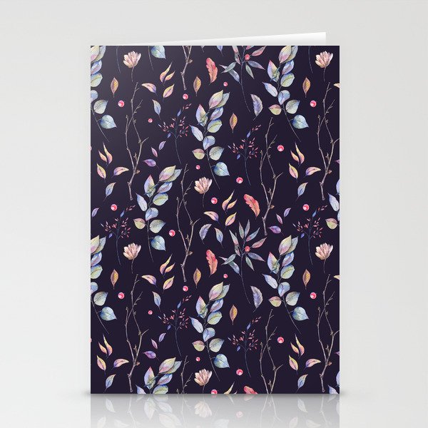 Watercolor natural pattern with twigs Stationery Cards