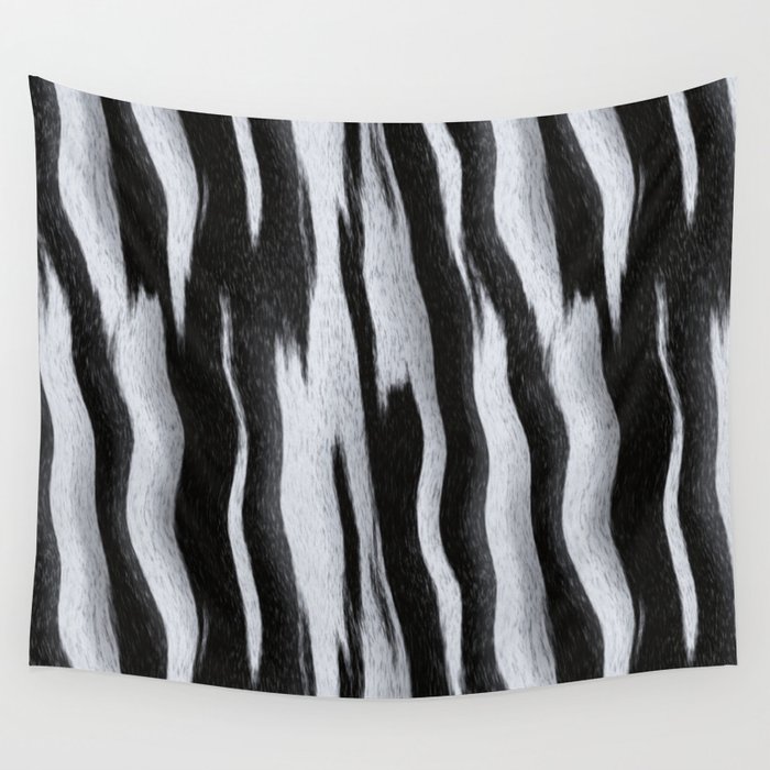 Zebra Skin Black And White Stripes Wall Tapestry By