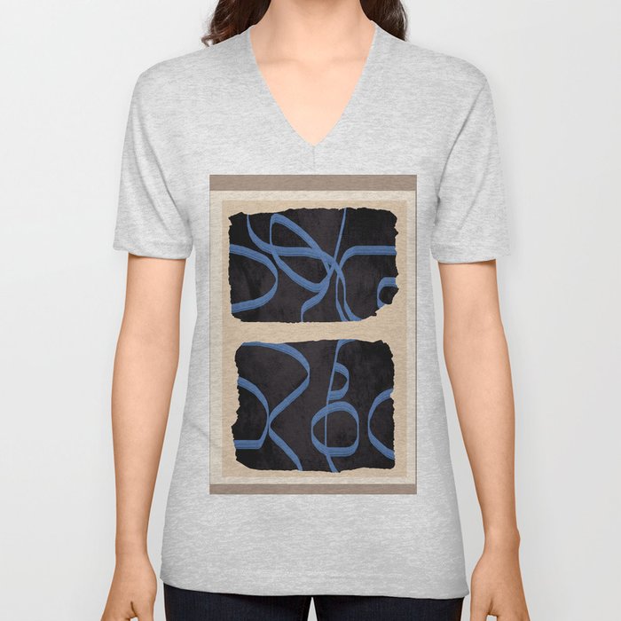 Abstract Line Flow 01 V Neck T Shirt