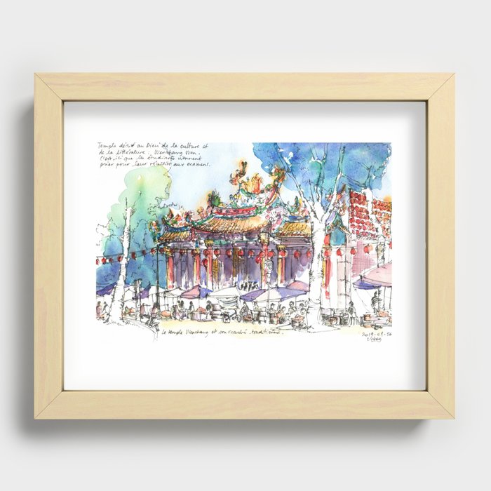 A famous temple and it traditional market in Taipei Recessed Framed Print