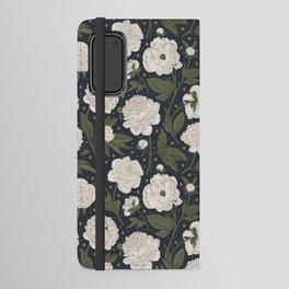 Starry Midnight Blooming Peonies Floral Android Wallet Case