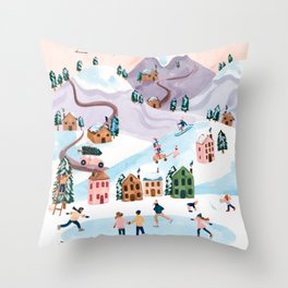 Holiday Village Throw Pillow