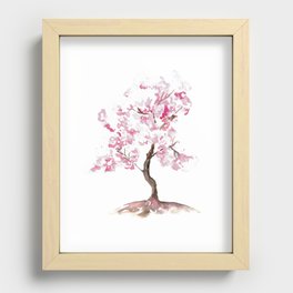 Cherry tree blossom flowers Watercolor Painting Recessed Framed Print