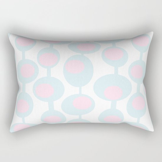 abstract 60ies circles and dots pattern in pink, white and aqua Rectangular Pillow
