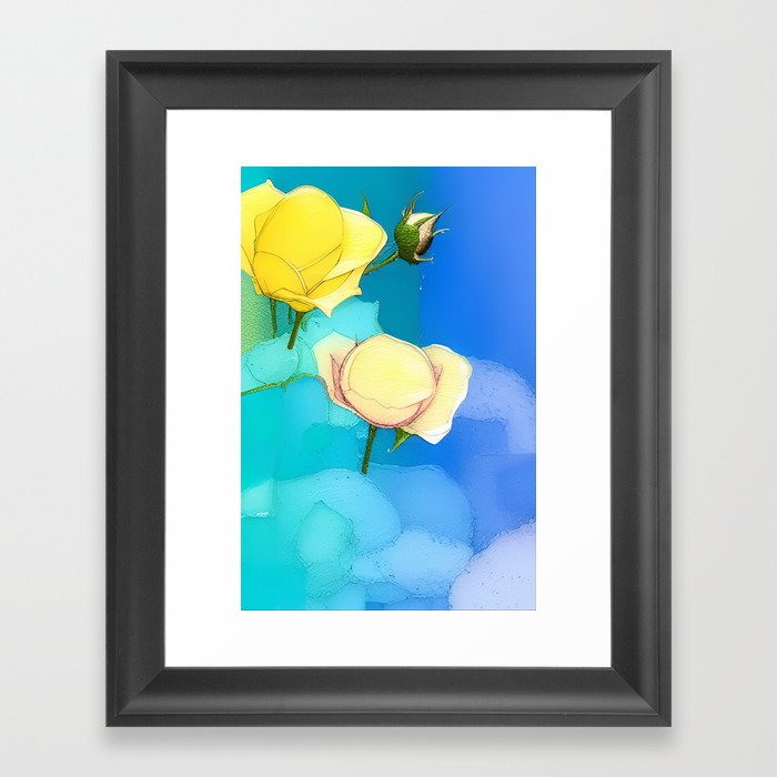 Lemon Yellow Roses Framed Art Print
