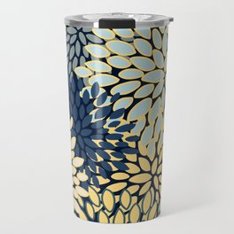 Modern Floral Yellow and Blue Art Travel Mug