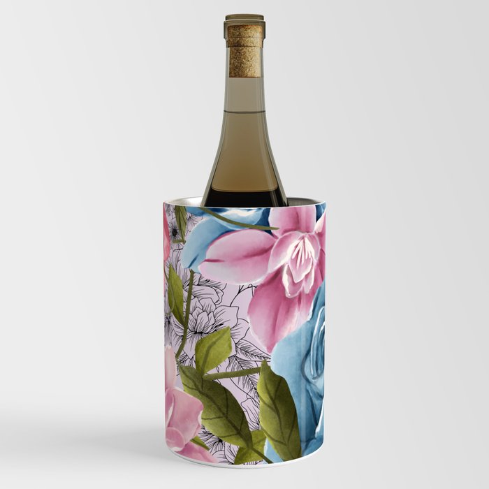 Colorful flowers home art Wine Chiller