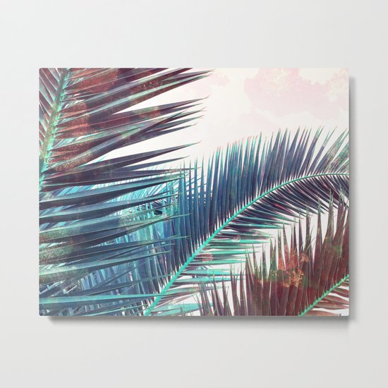 Nostalgic Palm Leaves #Decor #Vintage #BuyArt Metal Print