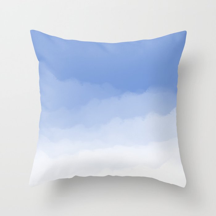 Watercolor Ombre (cornflower blue/white) Throw Pillow