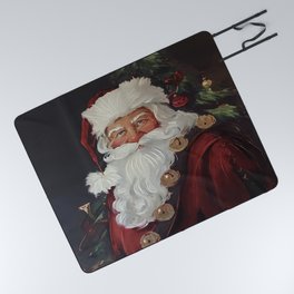 Portrait of Saint Nick Santa Clause Christmas Picnic Blanket
