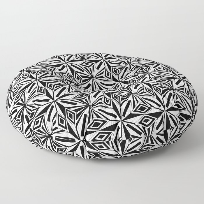 black and white symetric patterns 17- bw, mandala,geometric,rosace,harmony,star,symmetry Floor Pillow
