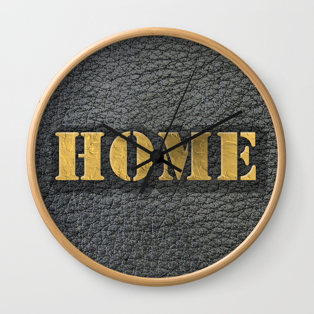 Home Black Leather Gold Letters Wall Clock By Joshuayule Society6