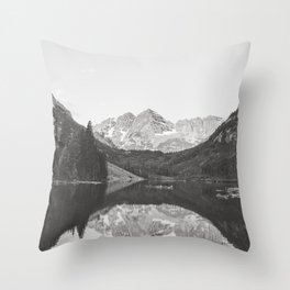 Maroon Bells Black and White Rocky Mountains Photography Throw Pillow