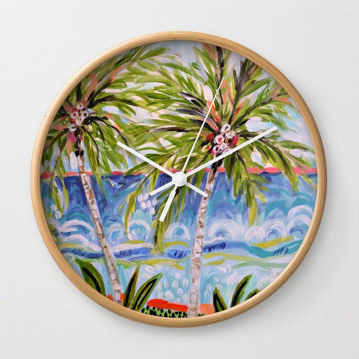 Palm Trees by Karen Fields Wall Clock