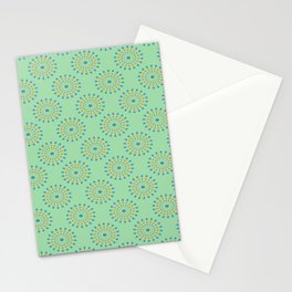 SPLASH RETRO ABSTRACT in BLUE AND ORANGE ON MINT GREEN Stationery Card