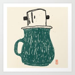 Ca Phe - Vietnamese Coffee // Teal Art Print
