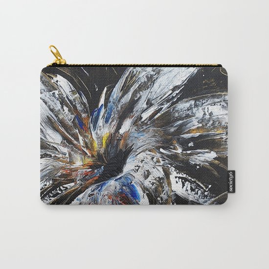 white flower on black background, painted Carry-All Pouch