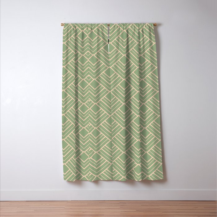 Paris Classic Green Beige Geometric Minimalism Blackout Curtain