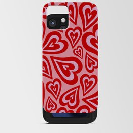 Retro Swirl Love - Red and light pink iPhone Card Case