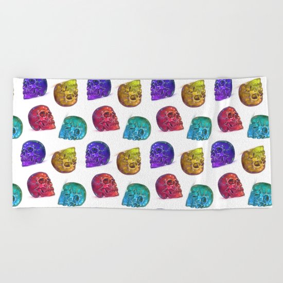 Rainbow Crystal Skulls Pattern Beach Towel