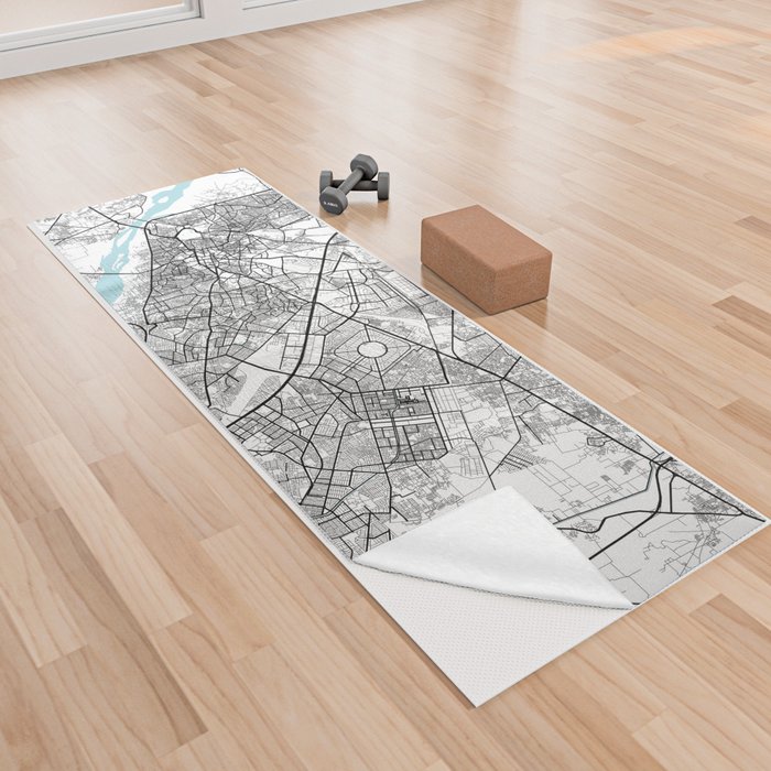 Lahore City Map of Punjab, Pakistan Circle Yoga Towel by deMAP Studio