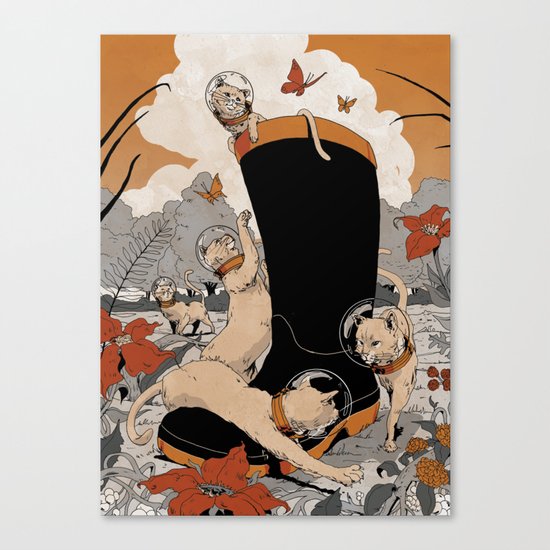 Cats and Boot Canvas Print