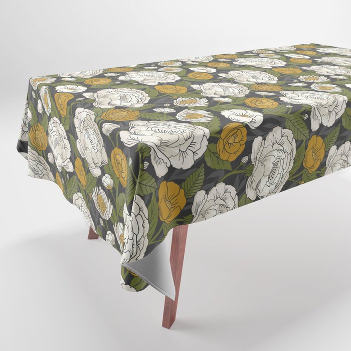 Spring Garden - Gray + Gold Tablecloth