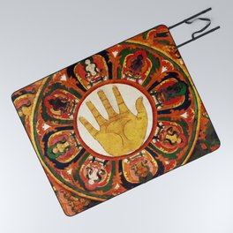 Buddhist Hindu Healing Hand Mandala Picnic Blanket