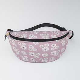 Pearly Purple Flowers on Mauve Background Fanny Pack | Graphicdesign, Flower, Fadedpurple, Palepurple, Purple, Pattern, Mauve, Seamlesspattern, Thistlepurple, White 