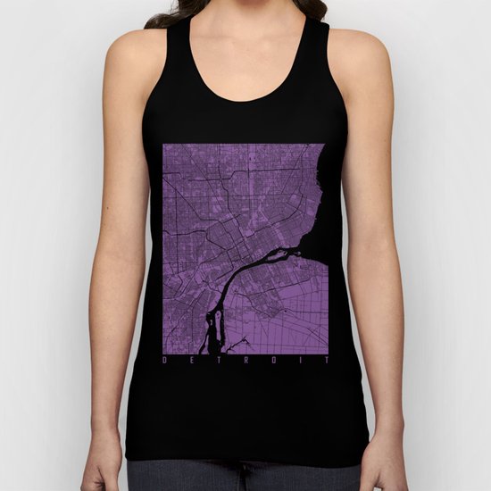 Detroit map lilac Unisex Tank Top