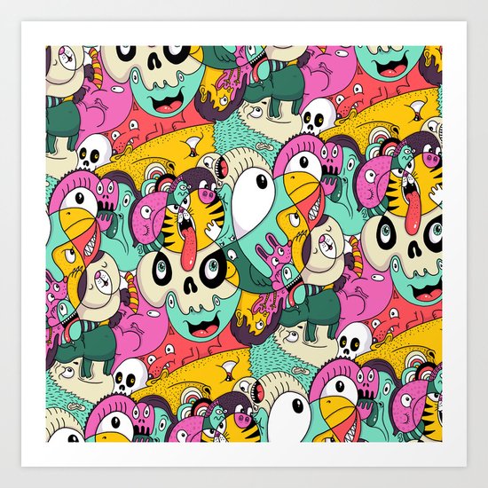 Scribble Guys Pattern Art Print