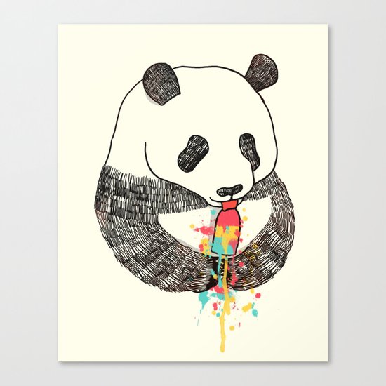 Panda Loves Ice Cream Canvas Print