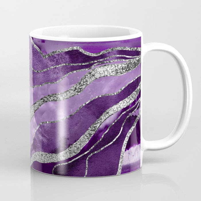Purple Marble Agate Silver Glitter Glam #1 (Faux Glitter) #decor #art #society6 Coffee Mug