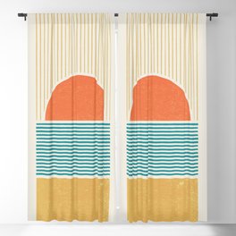Sun Beach Stripes - Mid Century Modern Abstract Blackout Curtain