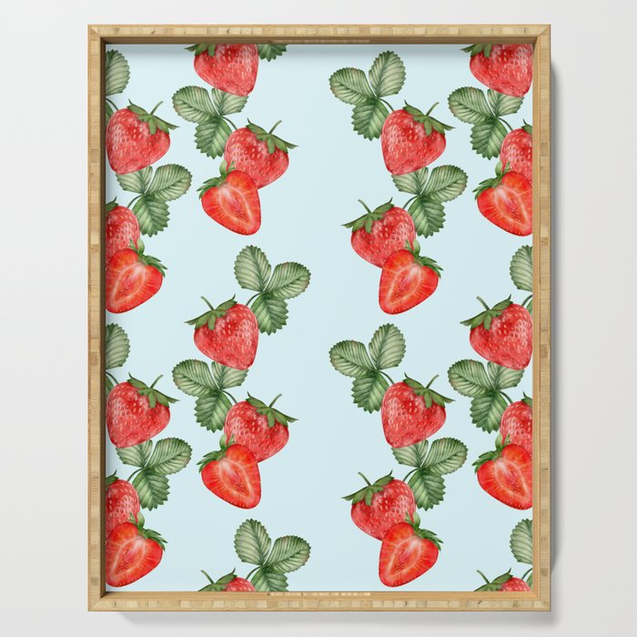 Trendy Summer Pattern with Strawberries Serving Tray