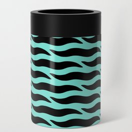 Tiger Wild Animal Print Pattern 337 Black and Mint Green Can Cooler