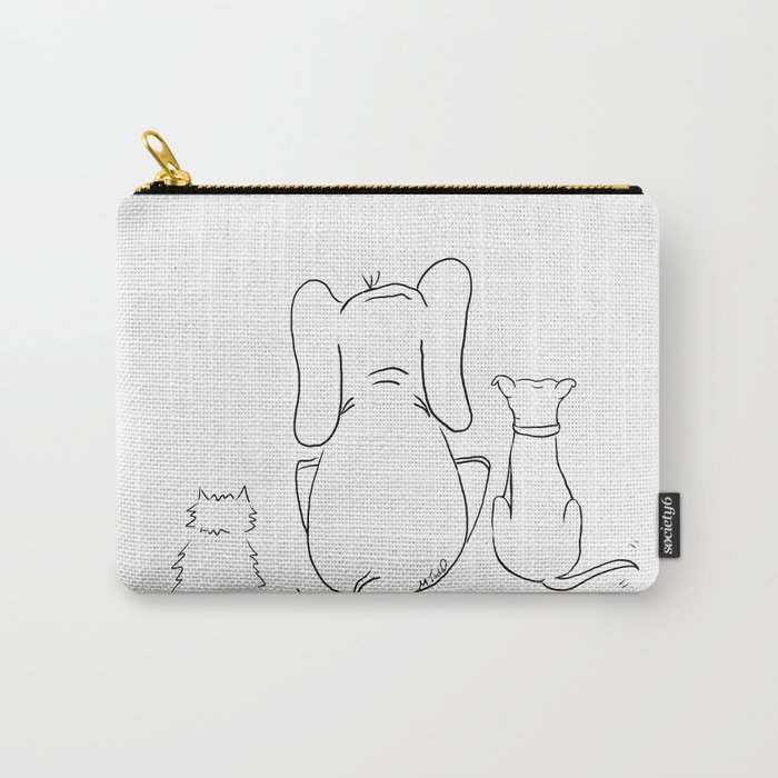 Cat, elephant, and dog friendship trio Carry-All Pouch