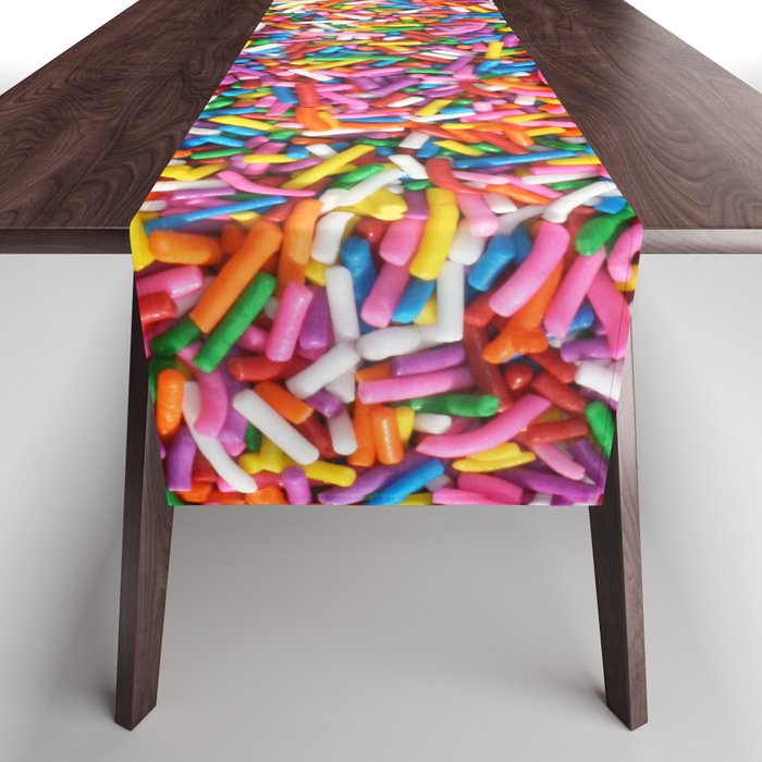 Rainbow Sprinkles Sweet Candy Colorful Table Runner