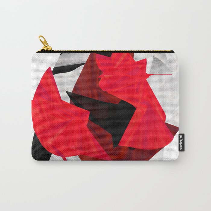 red black white silver abstract digital art Carry-All Pouch