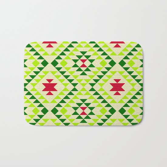 Tribal geometric pattern - green Bath Mat