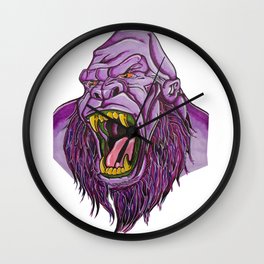 Purple Bigfoot/gorilla hybrid Wall Clock