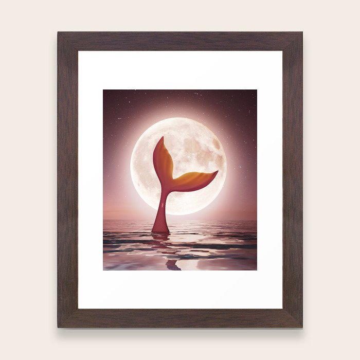 Mermaid Enjoy The Moonlight 3d Rendering Framed Art Print By