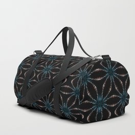 Flower Stars of Turquoise and Gold Geometric Pattern Duffle Bag