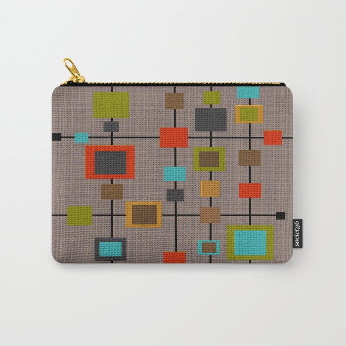 Mid-Century Modern Squares Pattern Carry-All Pouch